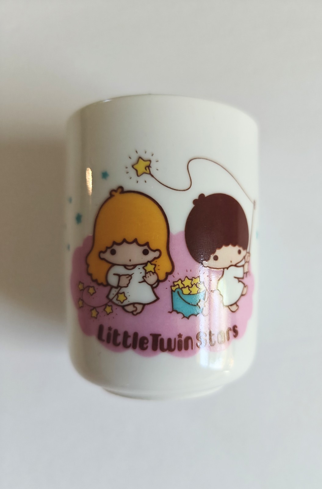 RARE Vintage 1976 Sanrio Little Twin Stars Ceramic Cup Kiki and Lala Japan HTF