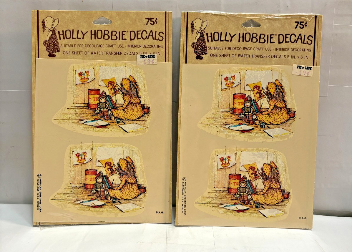 Holly Hobbie Decals For Decoupage Use 2 Packs 5x6 inches Vtg. NOS