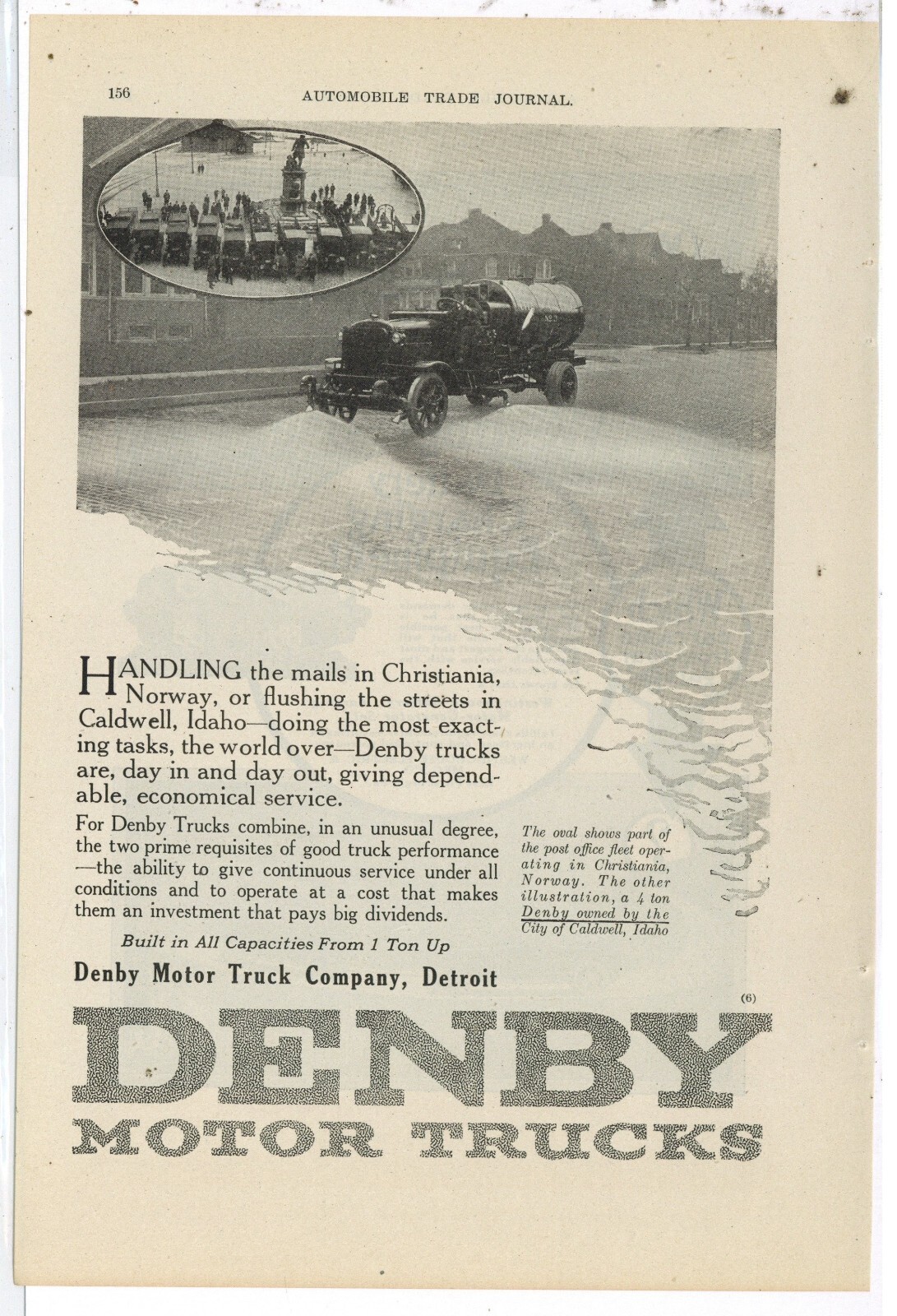 1920 Denby Motor Truck Co. Ad: 4 Ton Municipal Truck Pic in Caldwell, Idaho 1920 Denby Motor Truck Co. Ad: 4 Ton Municipal Truck Pic in Caldwell, Idaho
