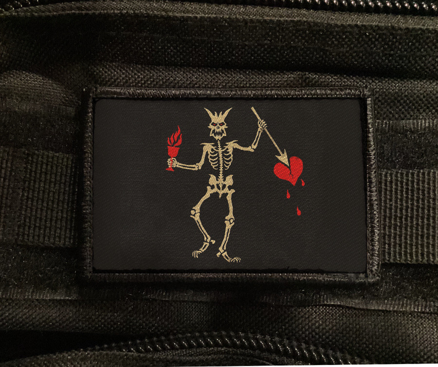 Black Beard Skeleton Patch Pirate Morale Army Tactical Hook [sub]