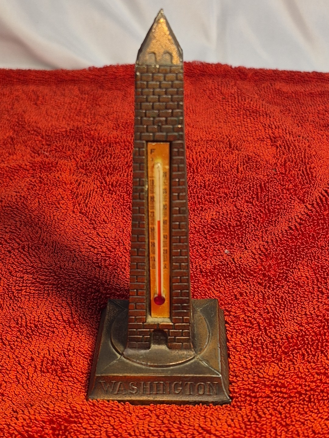 Vintage Bronze Washington Monument Thermometer