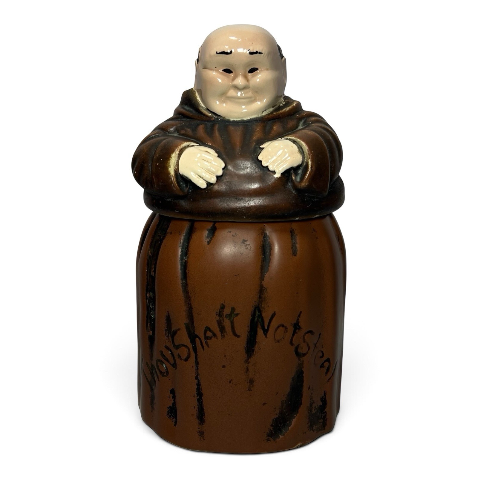 Vintage Thou Shalt Not Steal Monk Cookie Jar Ceramic Canister Hand Painted