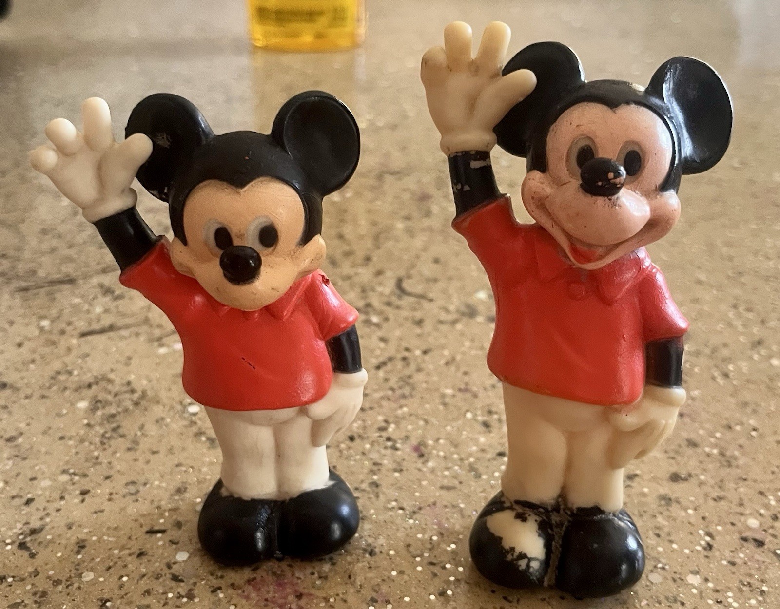 1977 Gabriel Industries 2 Mickey Mouse “Waving” Rubber Figure Walt Disney. As Is