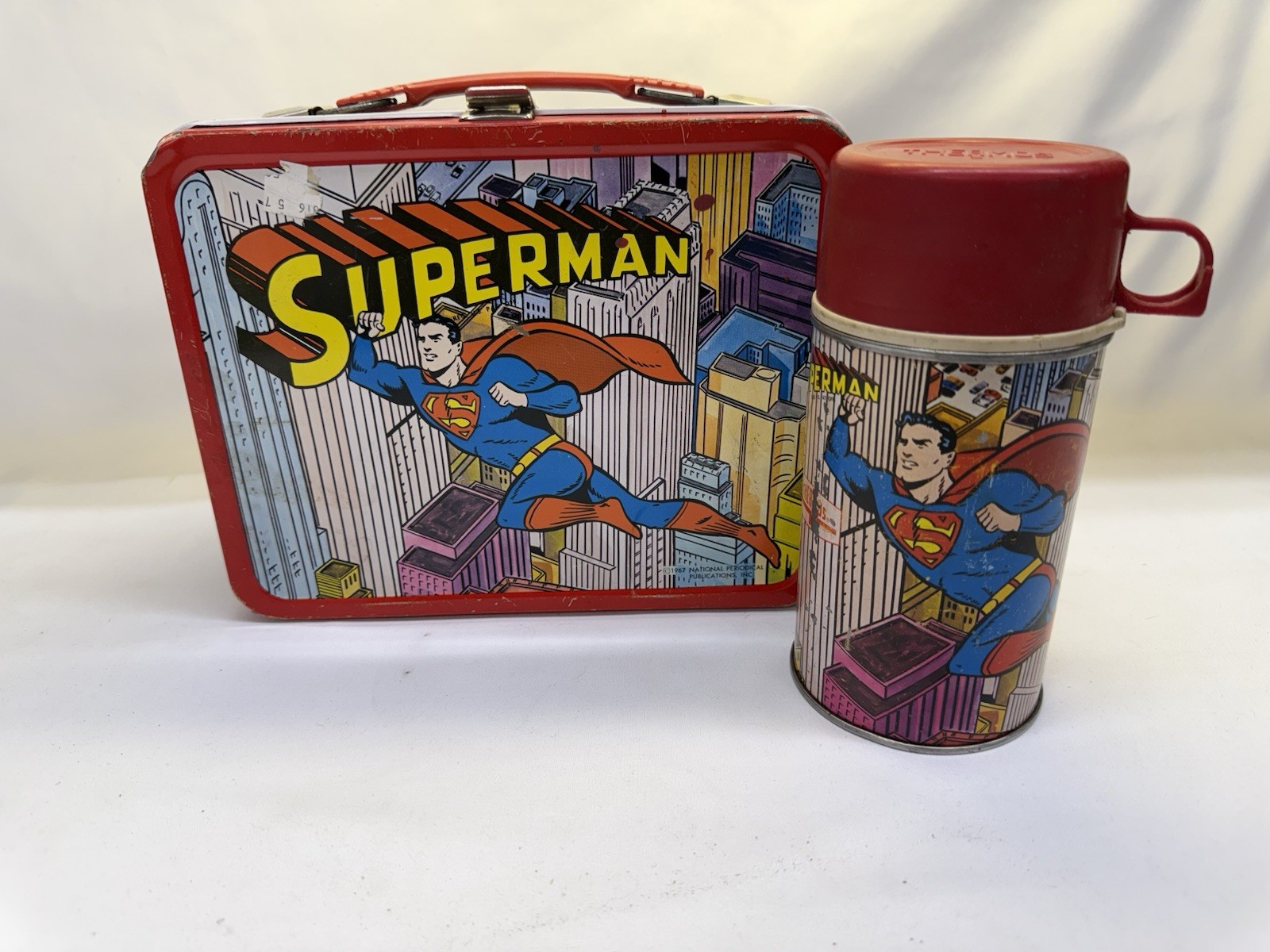 Vintage 1967 Superman Collectible Metal Lunch Box With Thermos King Seeley