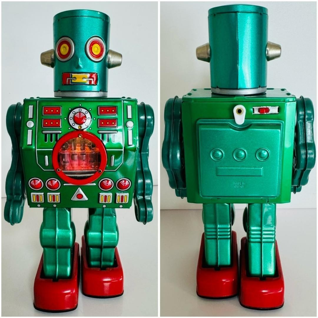 Metal House Energy Robot Tin Robot Green Collection Figure Toy w/Box Used Item