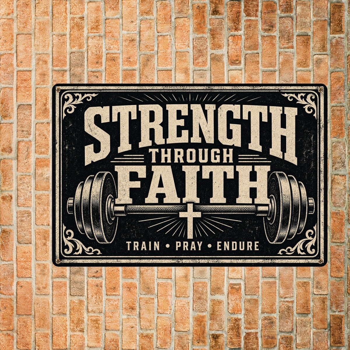 Christian Gym Motivation Metal Sign Workout Fitness Room Wall Plaque