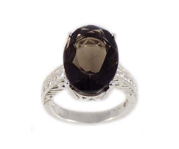 19thC Antique 8¾ct Cairngorm Scotland Smoky Quartz+Silver Ring Ancient Druid Gem