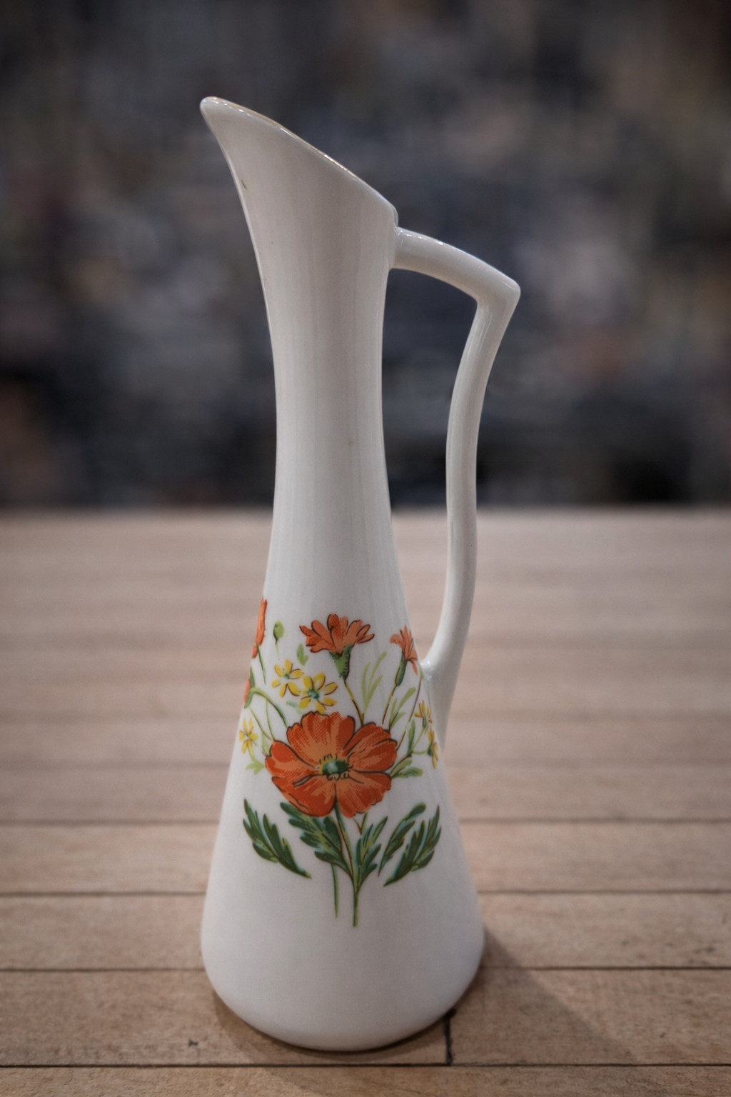 Japanese Porcelain Bud Vase Poppy Floral Small Pitcher Vase