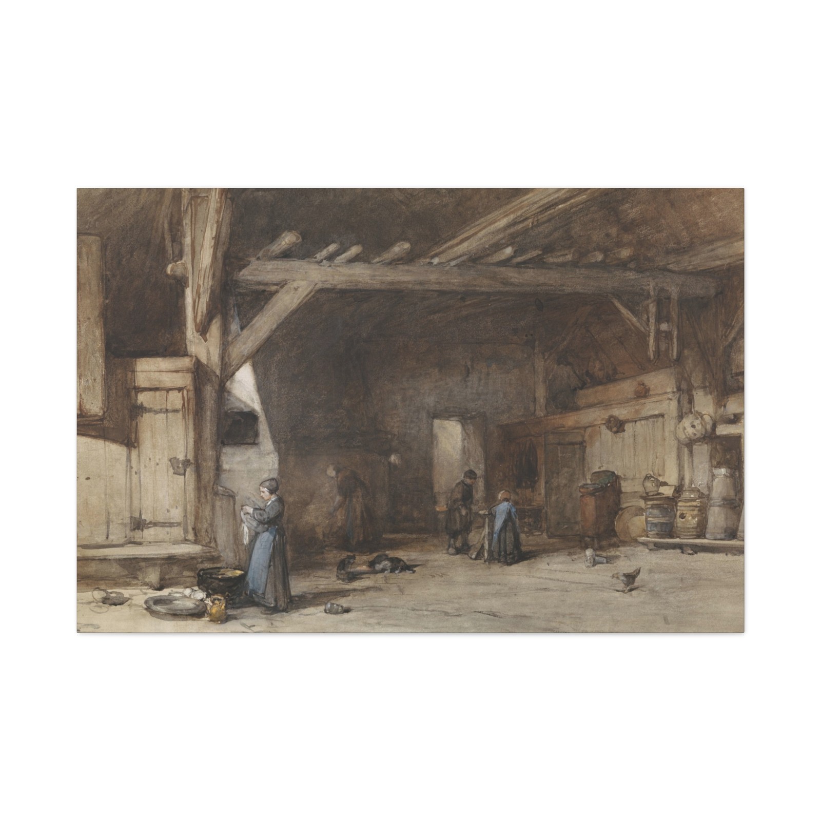 Johannes Bosboom - Interieur van een boerendeel bij Hilversum - Canvas Wall Art