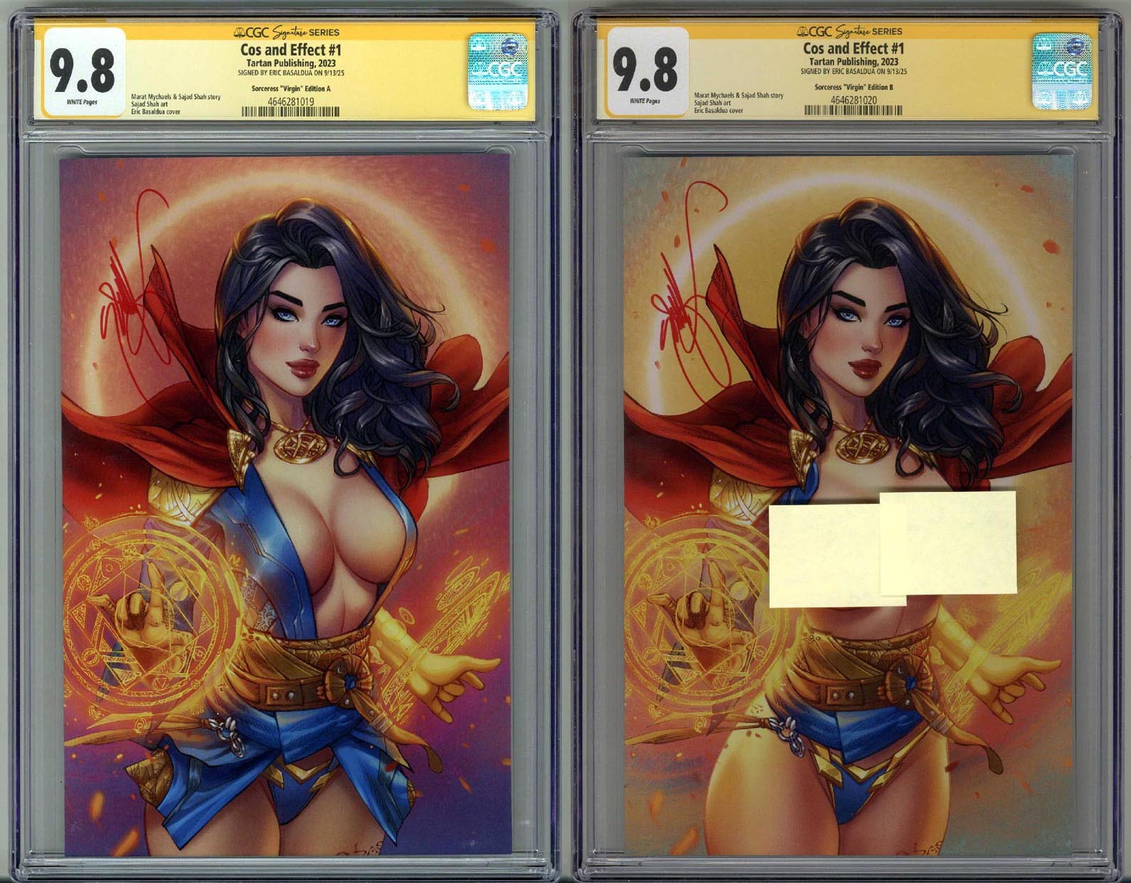 COS AND EFFECT #1 SET CGC 9.8 SS SIGNED ERIC EBAS BASALDUA VIRGIN VARIANT A/B