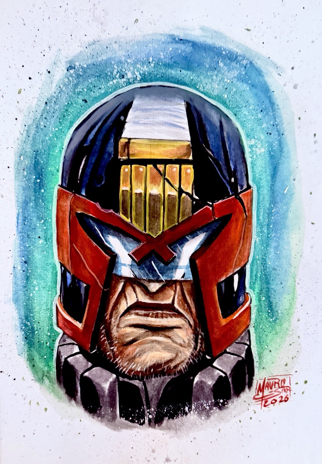 Judge Dredd - 9x12 Mauro Cesar Inked Full Color Original Art w/COA - NOT a Print Judge Dredd - 9x12 Mauro Cesar Inked Full Color Original Art w/COA - NOT a Print