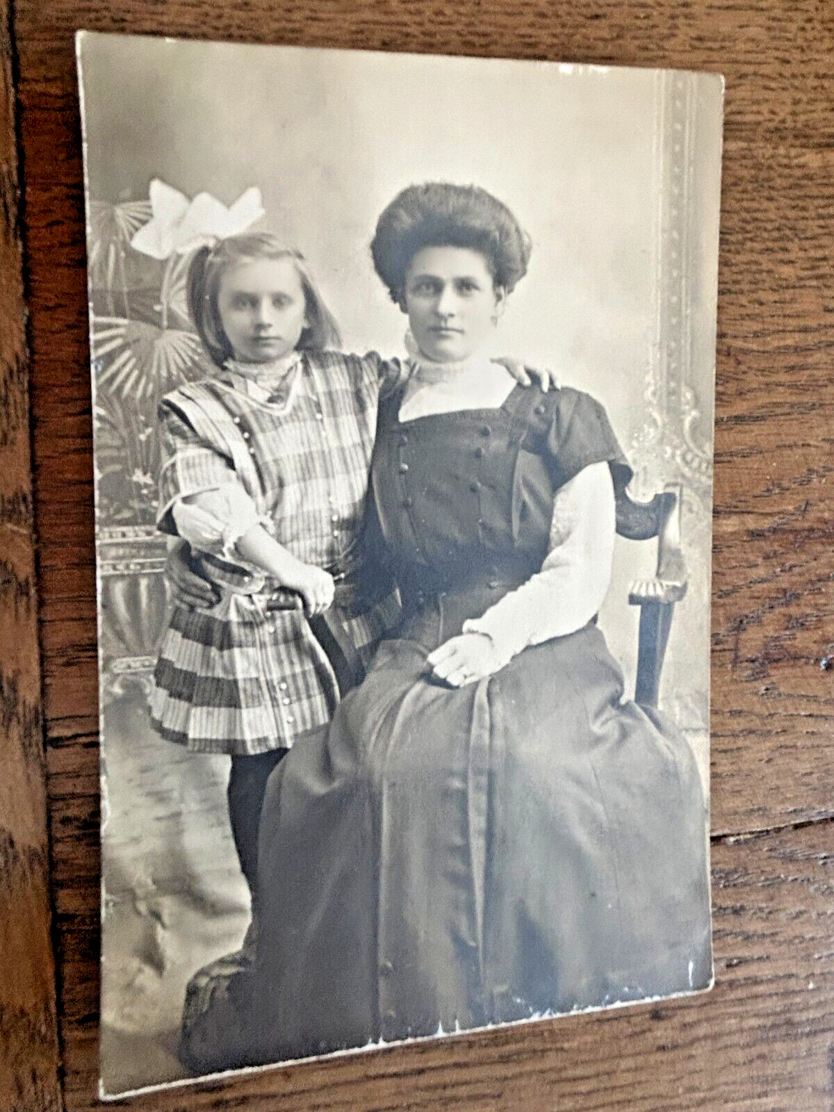 Lady and Daughter Portrait Real Photo Postcard RPPC