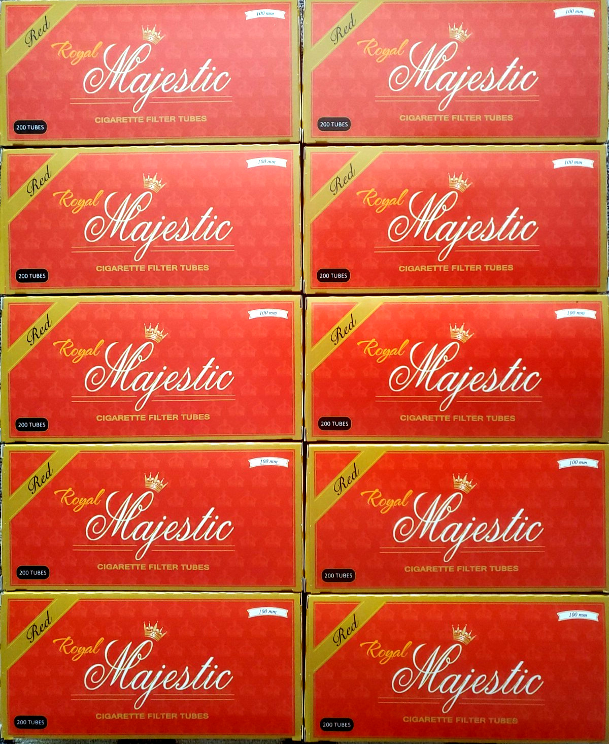 Majestic Red Cigarette Tubes Full Flavor  100s 10 boxs total 2000ct