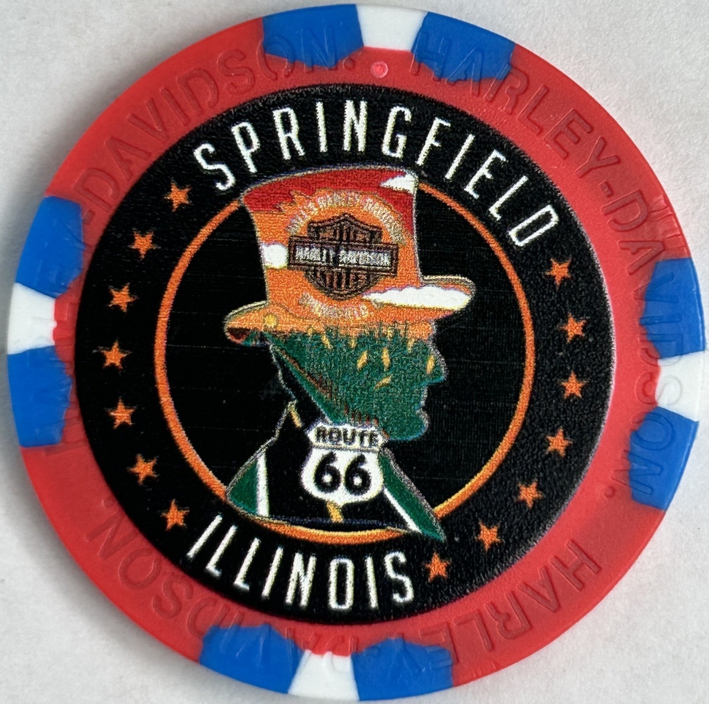Harley Davidson Wide Print Poker Chip  Hall\'s HD in Springfield, Illinois CLOSED