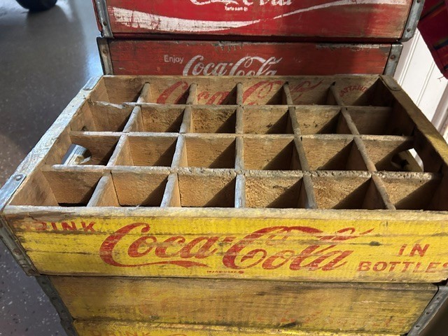 Vintage yellow Wooden  Coca-Cola  Crate -