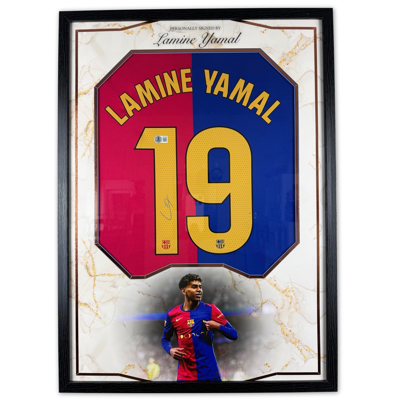 Lamine Yamal Signed & Framed Jersey - Authentic Beckett COA - Auto FC Barcelona