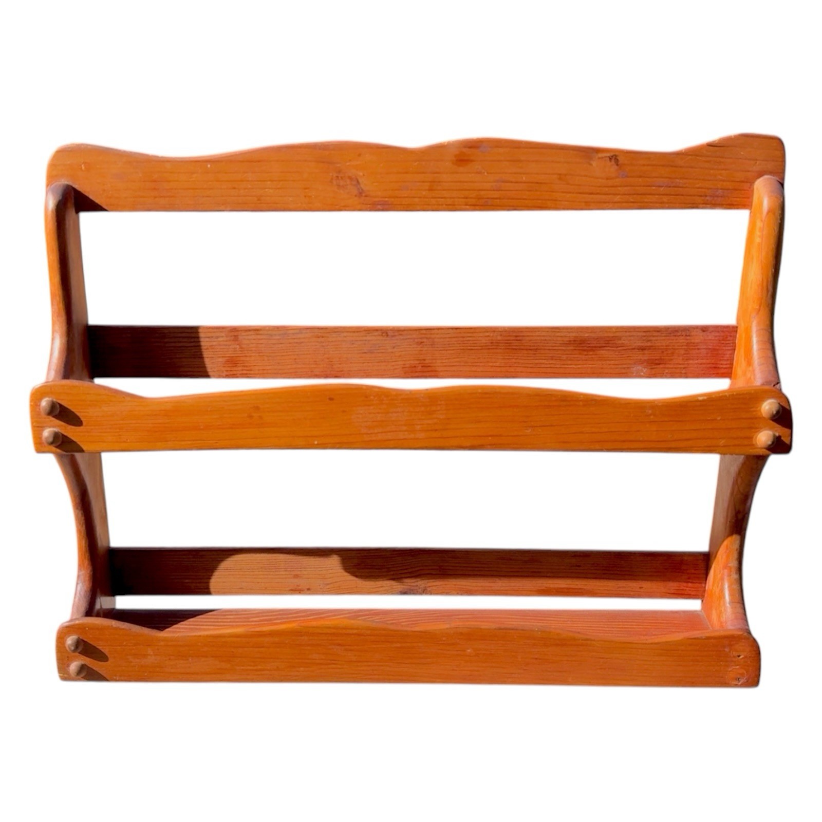 Vintage 2 Tier Wood Spice Rack Knick Knack Wall Shelf Farmhouse Cottage Country