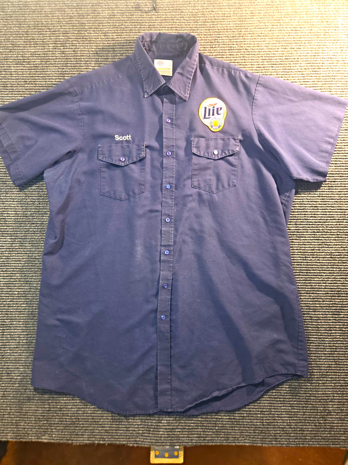 Riverside MILLER LITE Beer Work Shirt Blue Men\'s 3xl 18.5\