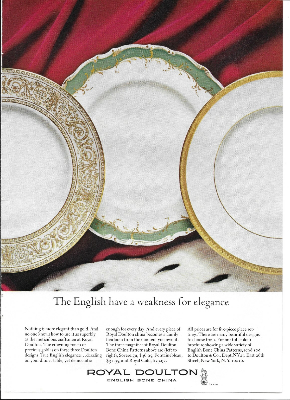 1966 Royal Doulton English Bone China Sovereign Fontainebleau Original Print Ad