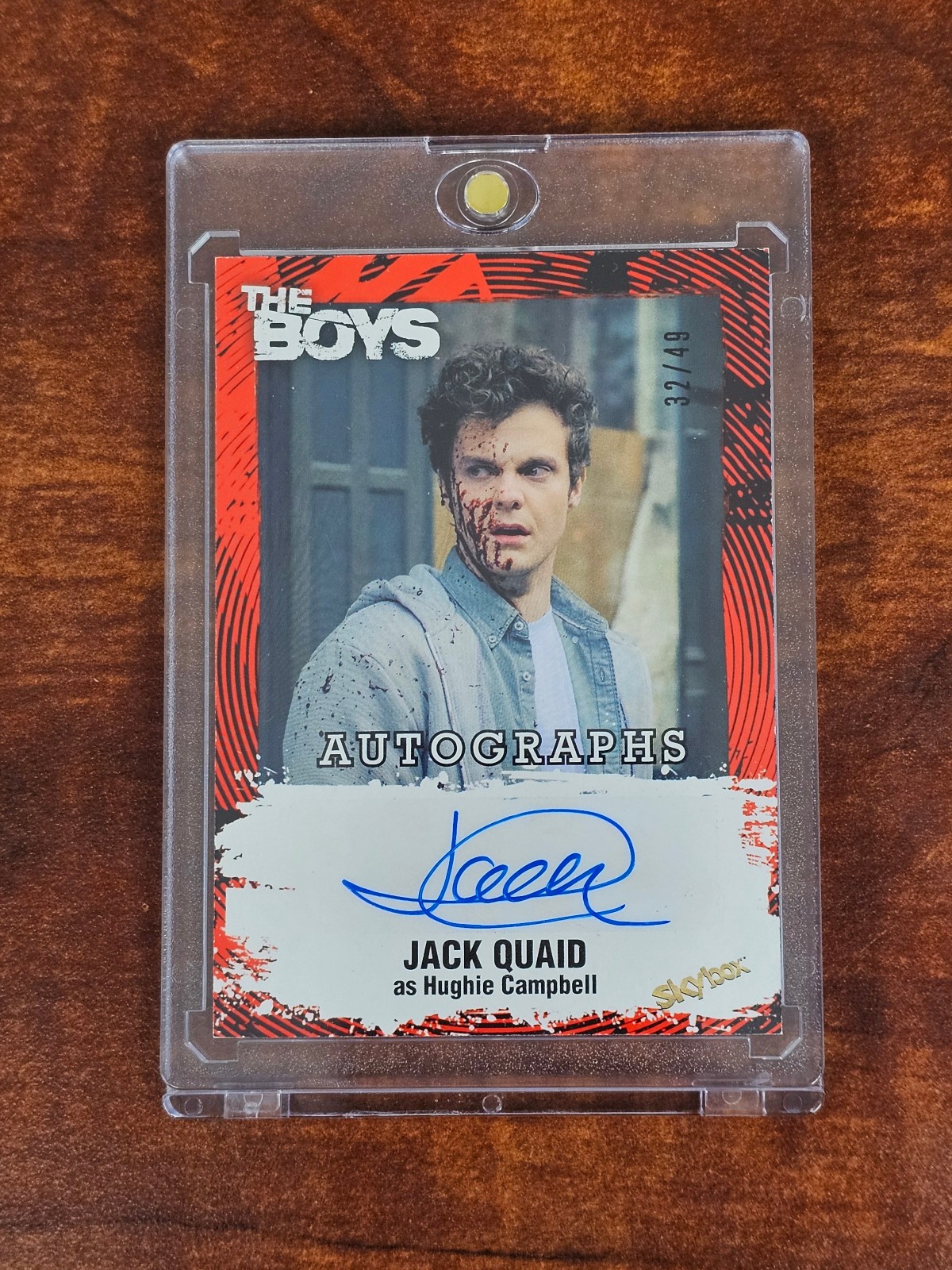2025 SkyBox The Boys Jack Quaid Hughie Red Parallel Auto 32/49 A-JQ