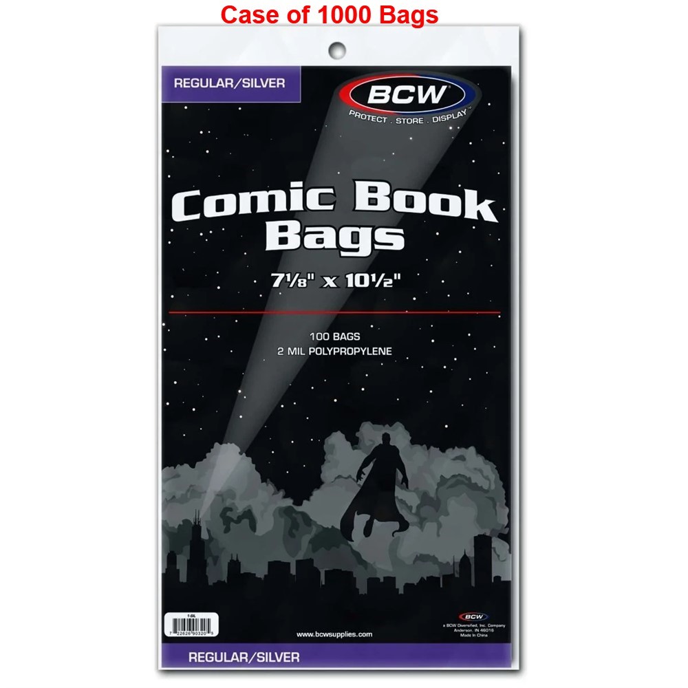 Case of 1000 BCW Silver Age Comic Book Poly Bags - 7 1/8 X 10 1/2 -Archival Safe