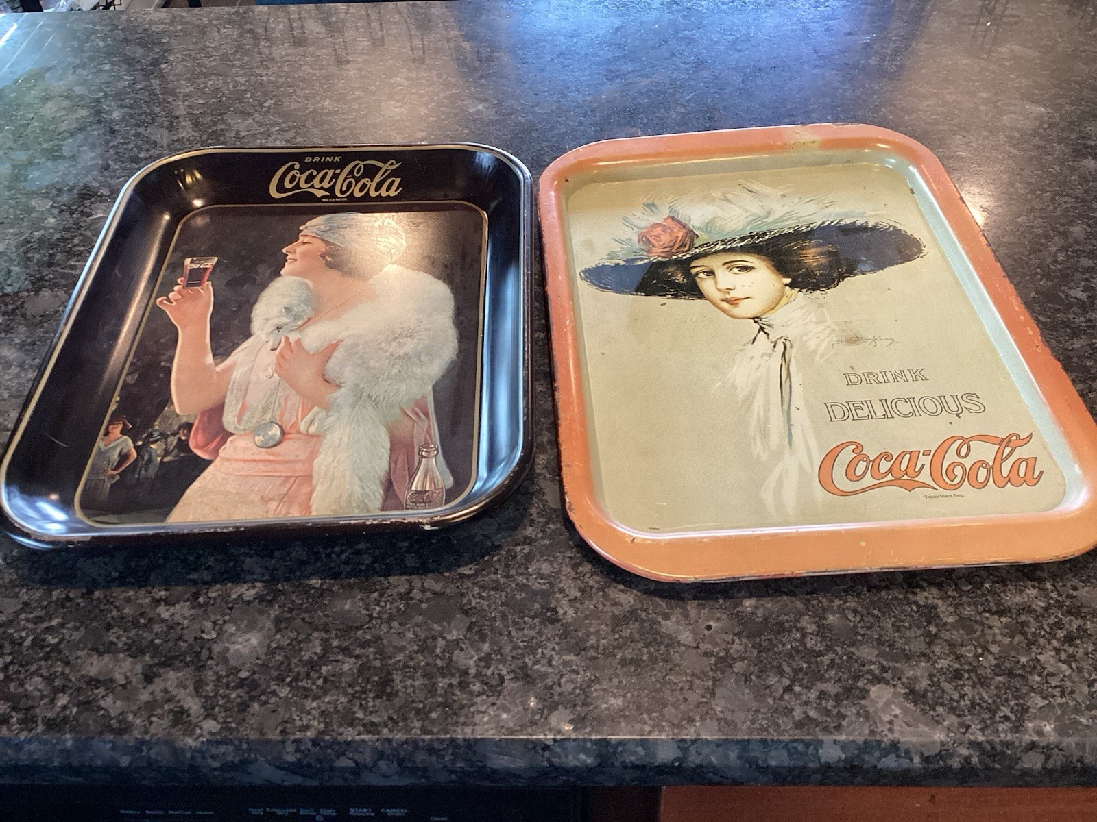 Two Vintage Coco Cola Metal Trays Two Vintage Coco Cola Metal Trays