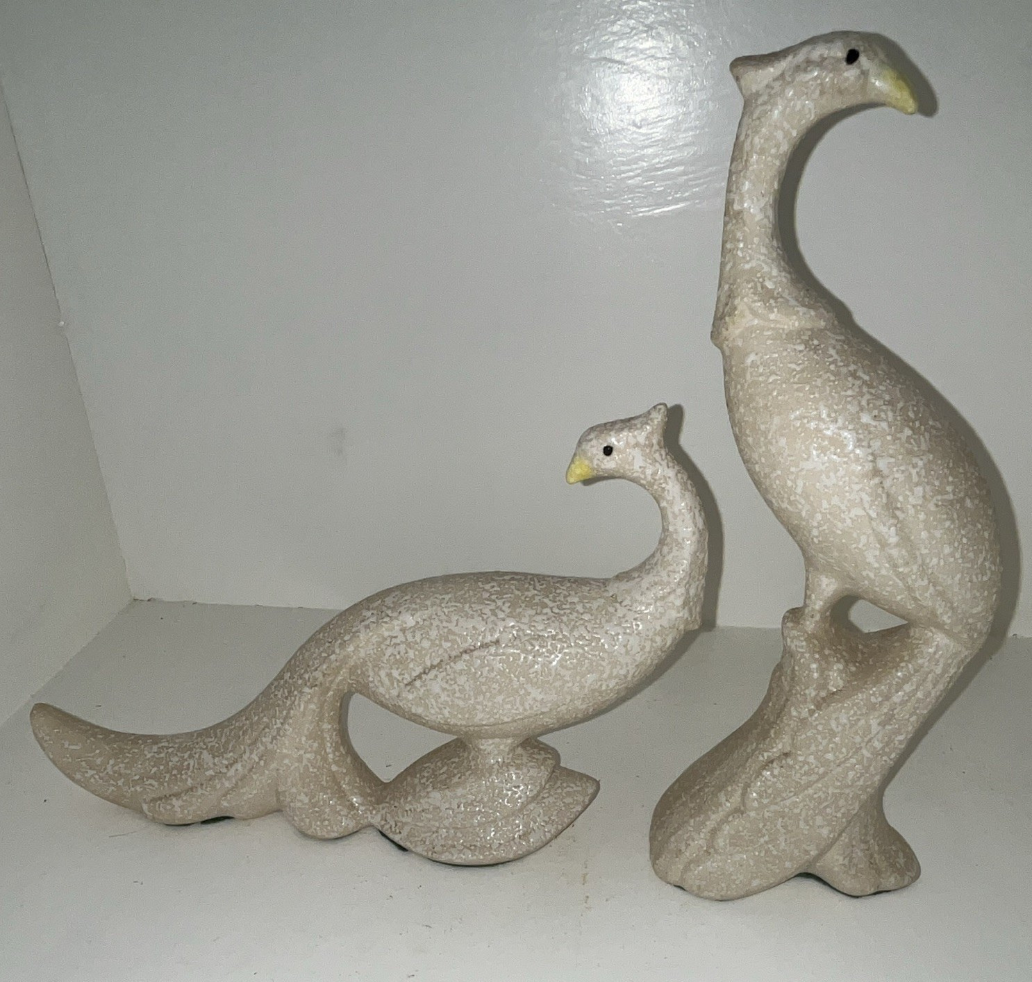 Vintage Maddux California White Pebbled Finish Stylized Bird Figurines
