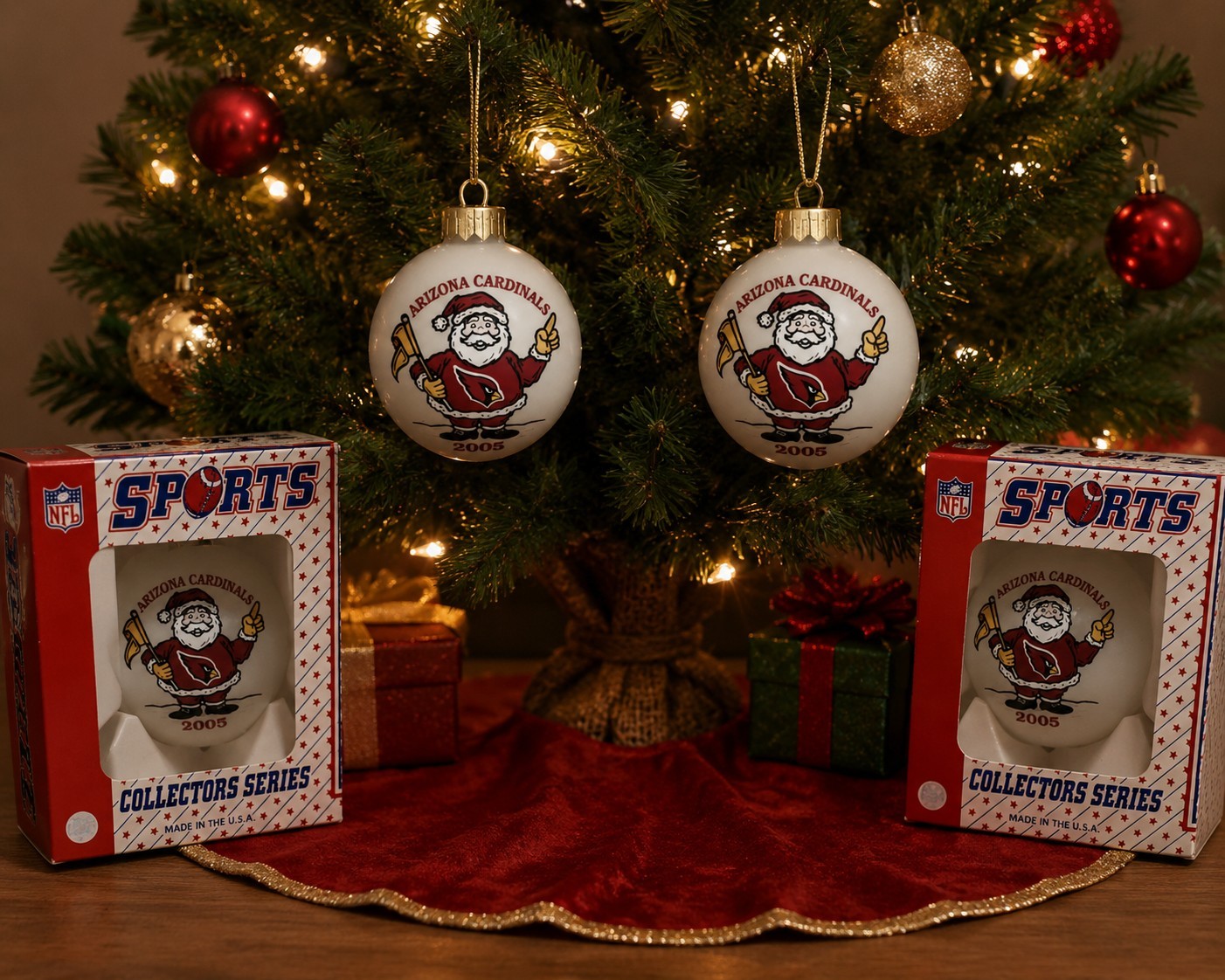 2005 Arizona Cardinals Vintage Glass Topperscot NFL Christmas Ornament Set Of 2 2005 Arizona Cardinals Vintage Glass Topperscot NFL Christmas Ornament Set Of 2
