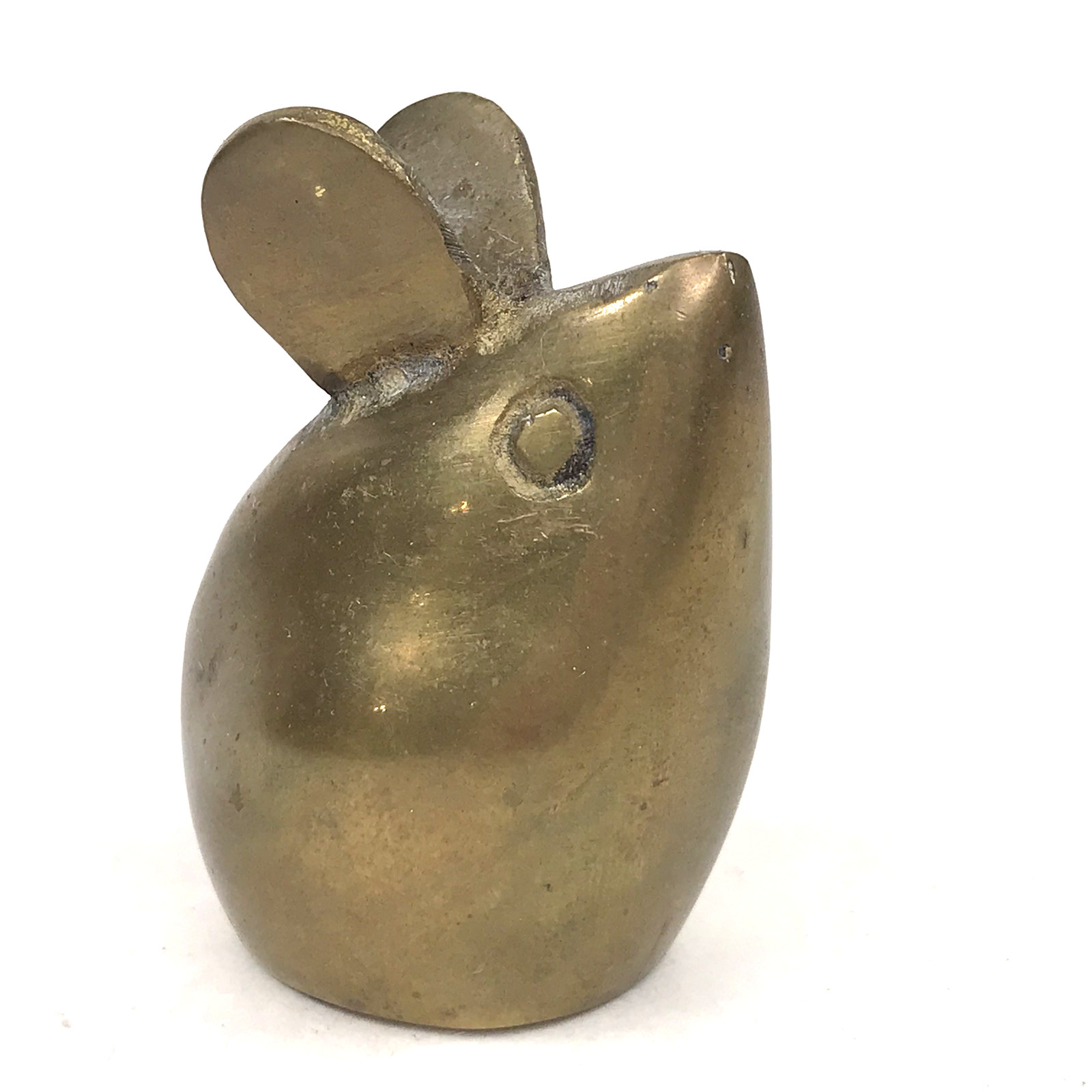 Vintage Solid (?) Brass Mouse Figurine Paperweight 1.75 Inches