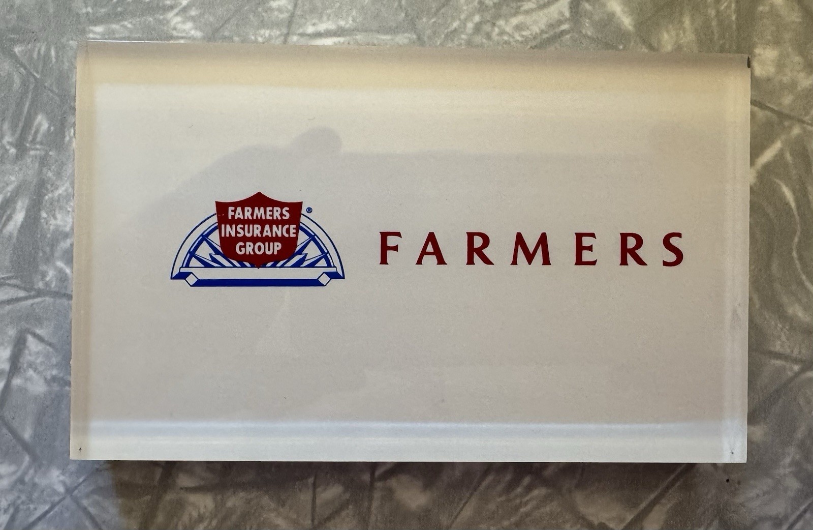 ‘09 Advertisement Piece Farmers Insurance Group Desk Paperweight Farmers Mission
