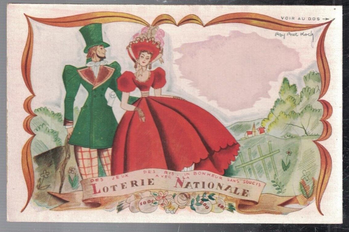ANTIQUE 1910 LOTERIE NATIONALE FRENCH ARTIST SIGNED RAY BRET KOCH POSTCARD