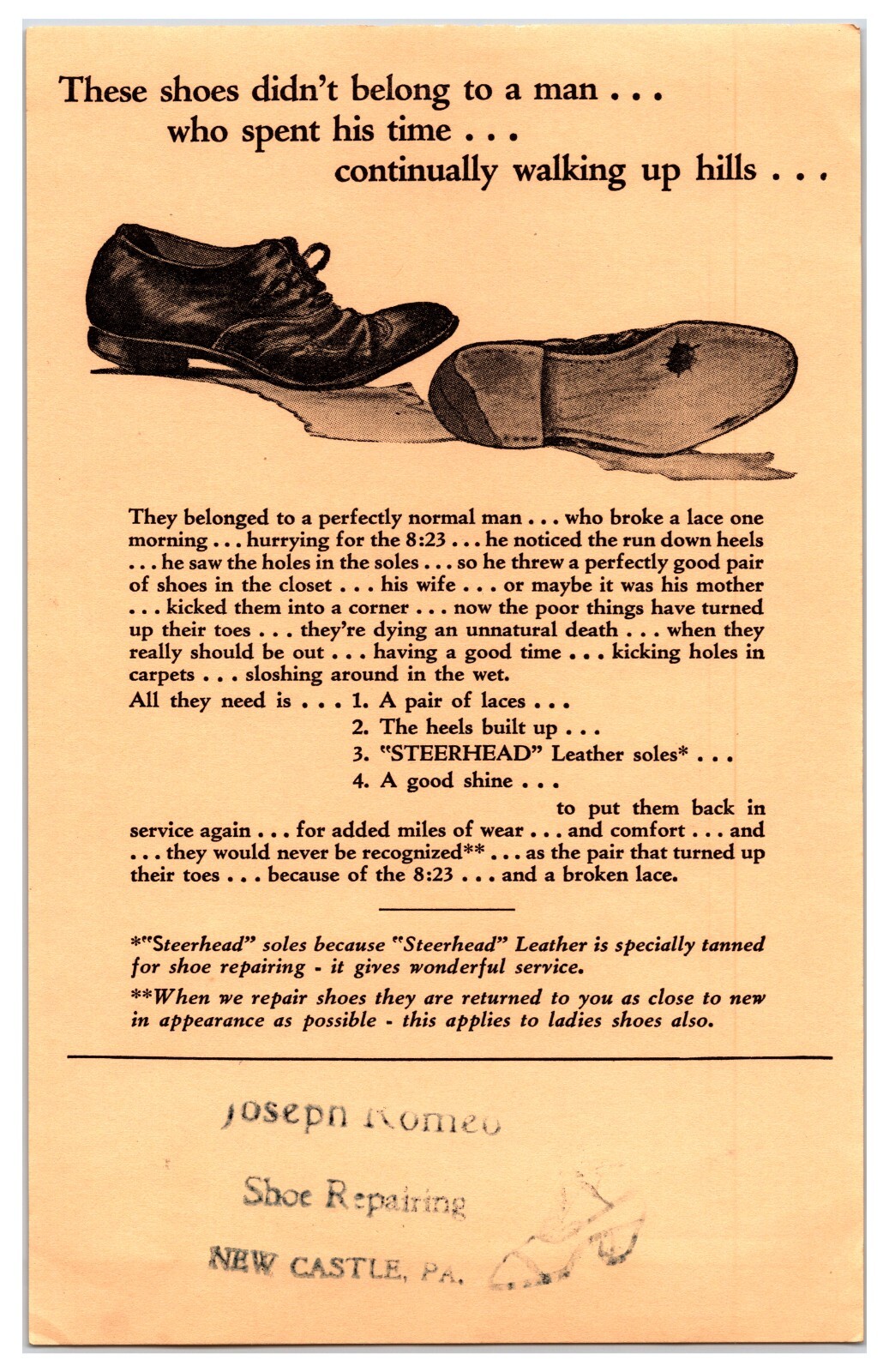 Original 1920s - Shoe Store Advertising Paper 