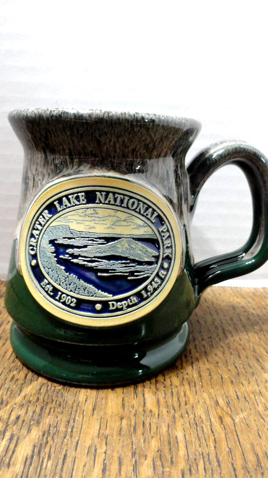 Deneen Mug Crater Lake National Park USA Handthrown 2017 Green Drip/Flow Glaze Deneen Mug Crater Lake National Park USA Handthrown 2017 Green Drip/Flow Glaze