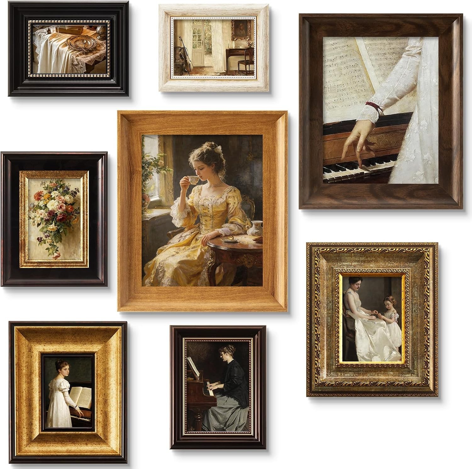 8 Pcs Picture Vintage Gallery Wall Frame Set Antique Resin Picture Frame Collage