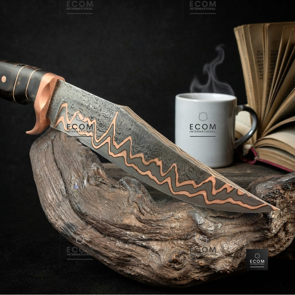 Premim Quality Copper Damascus Fixed Blade Bowie Knife 12