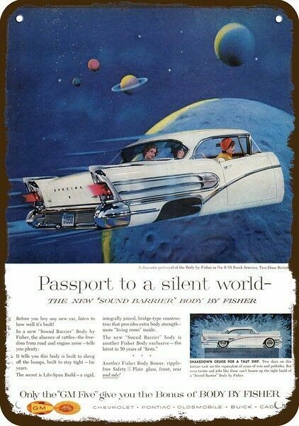 1958 BUICK B-58 RIVIERA Body by Fisher Vntg-Look DECORATIVE REPLICA METAL SIGN