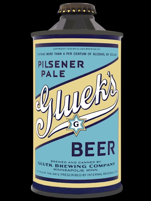Gluek Brewing Beer of Minneapolis Conetop Theme New Metal Sign: 12x16 Ships Free