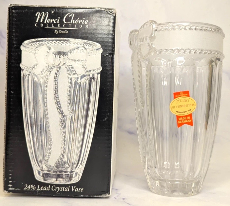 Merci Chérie Collection Lead Crystal Flower Vase Made in Germany
