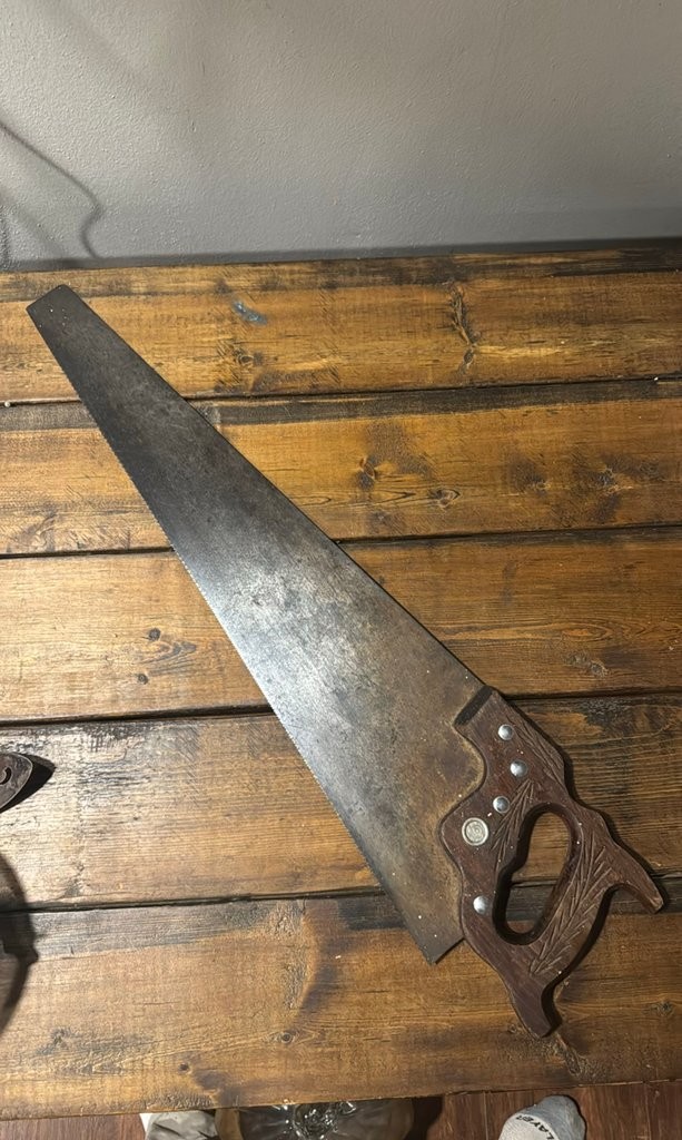 Vintage Disston Hand Saw with Wooden Handle