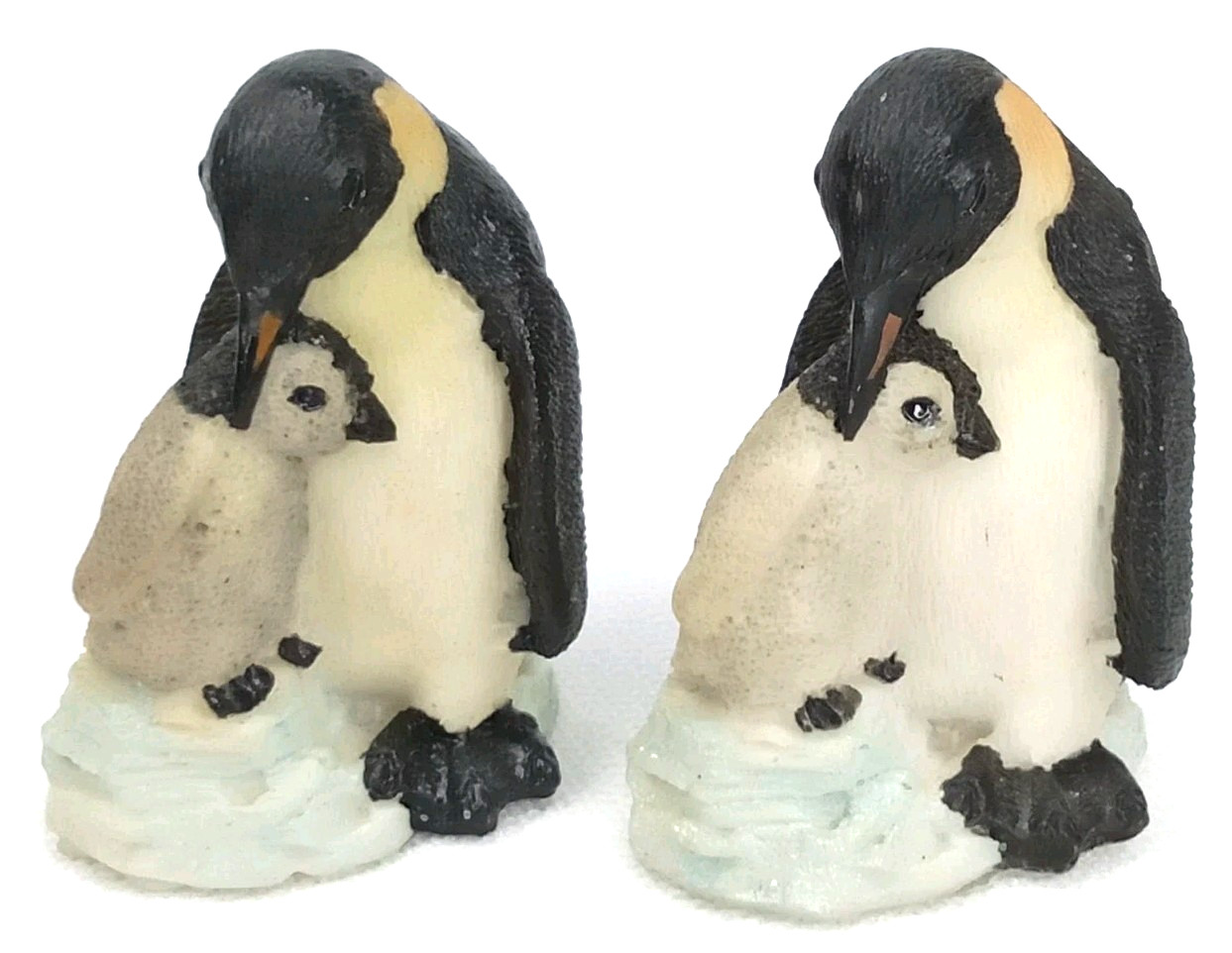 Vintage 1980s Nurturing Emperor Penguin With Baby Figurine Set Of 2