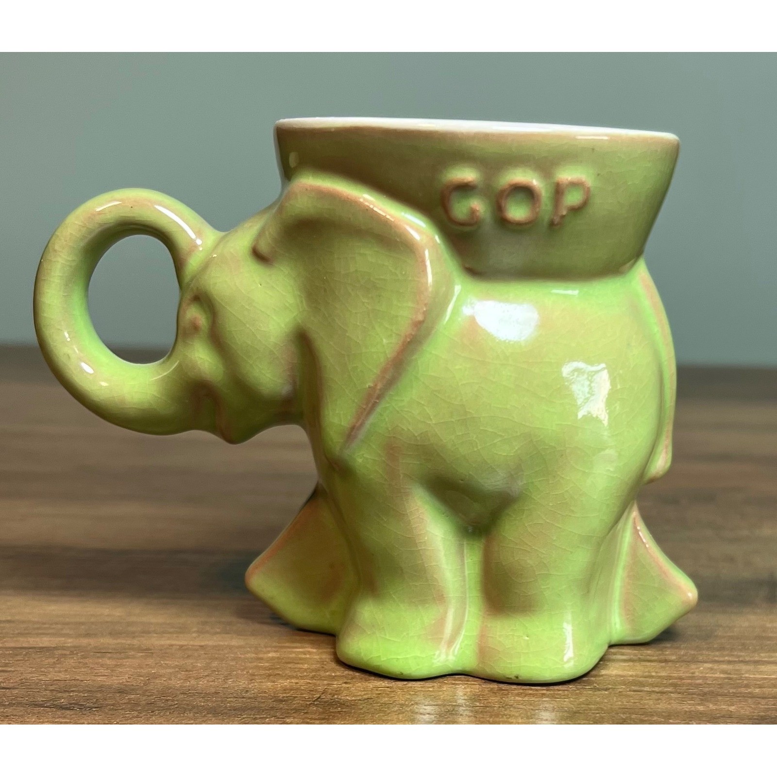 Vintage Frankoma 1981 Reagan Bush GOP Elephant Mug Prairie Green D215-869 Vintage Frankoma 1981 Reagan Bush GOP Elephant Mug Prairie Green D215-869