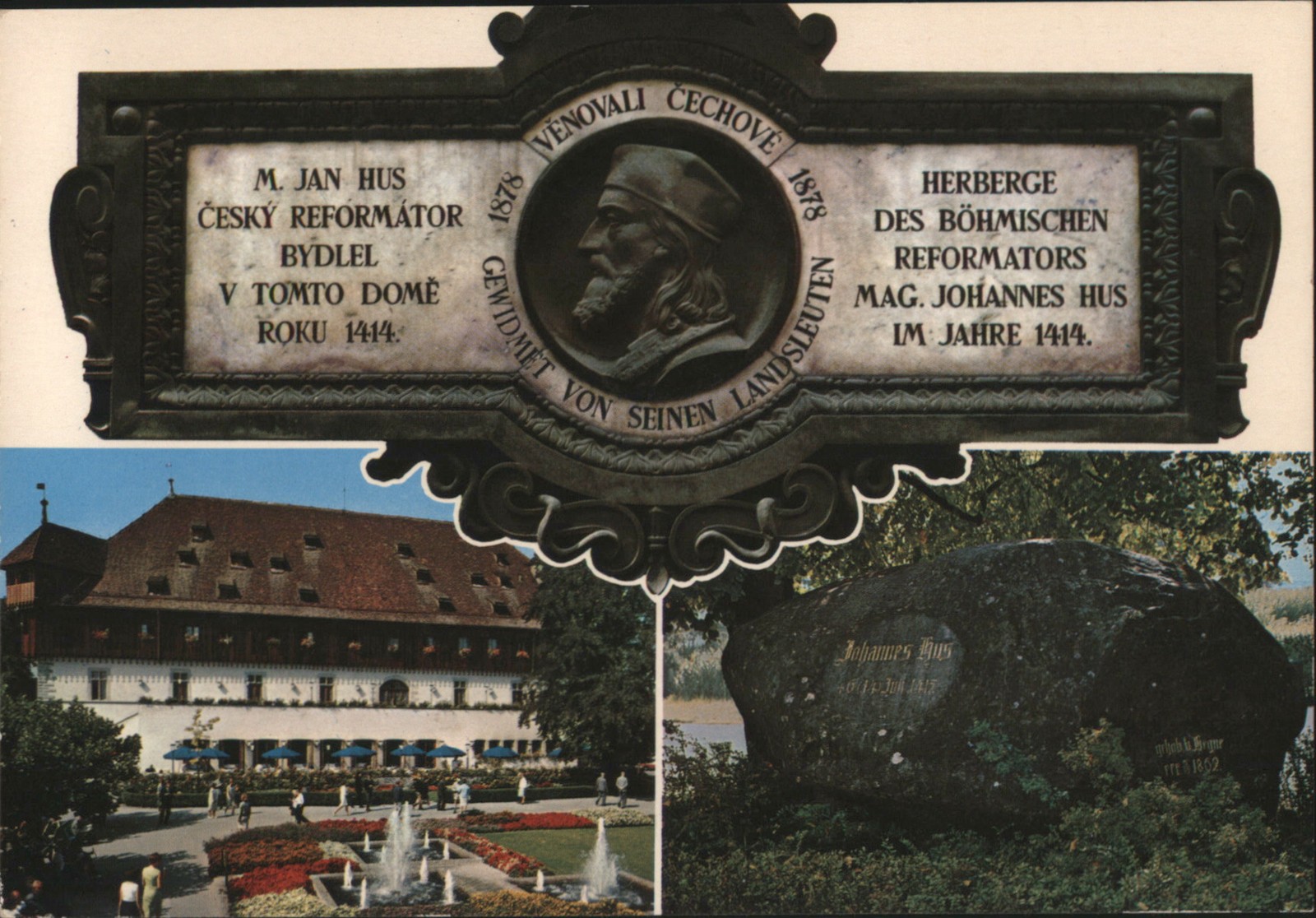 Konstanz, Germany Johannes Hus Memorials Residence Plaque Vintage Postcard Konstanz, Germany Johannes Hus Memorials Residence Plaque Vintage Postcard