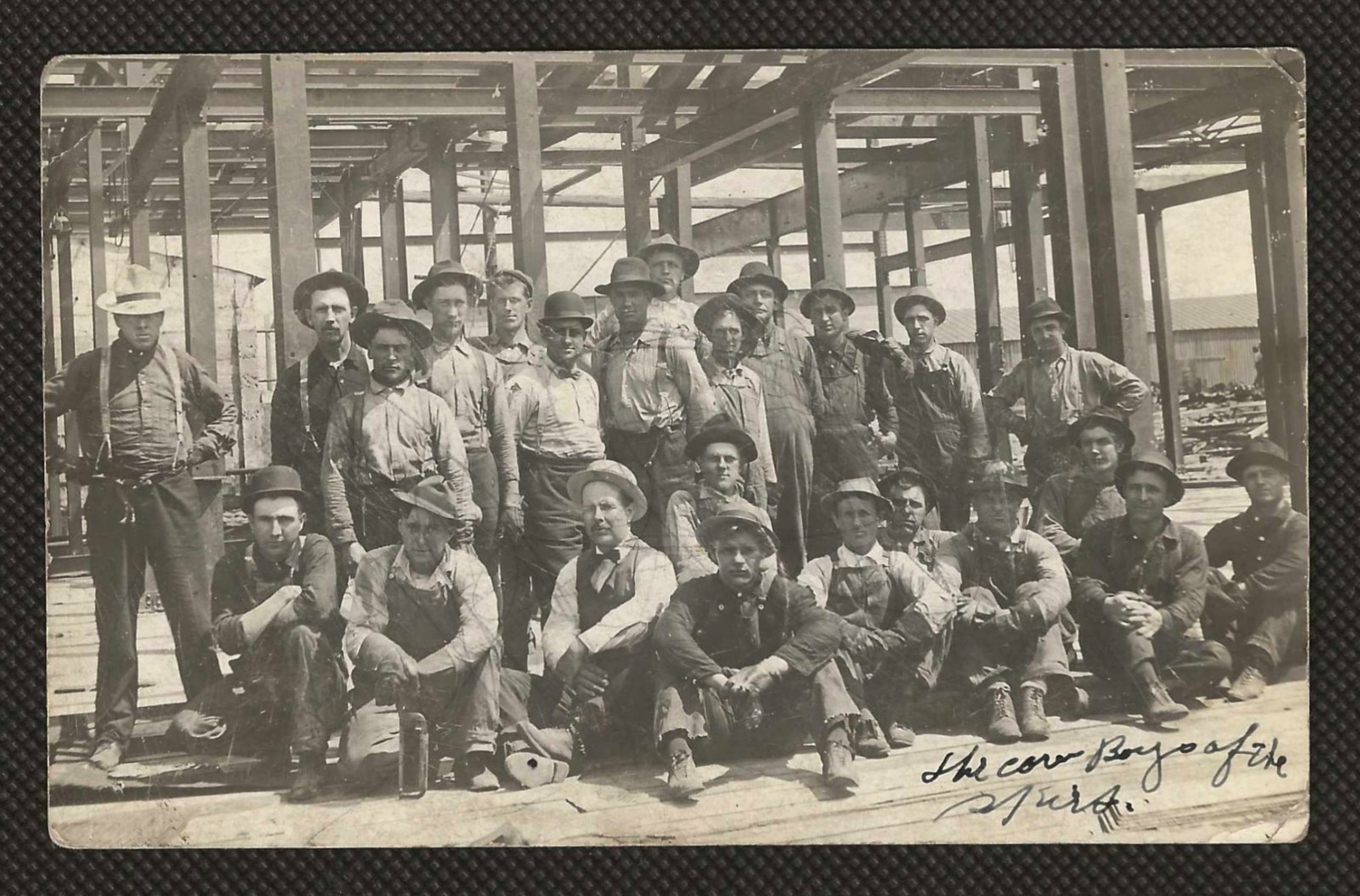 RPPC Steelworkers at Construction Site, Milwaukee WI Real Photo Postcard 1909