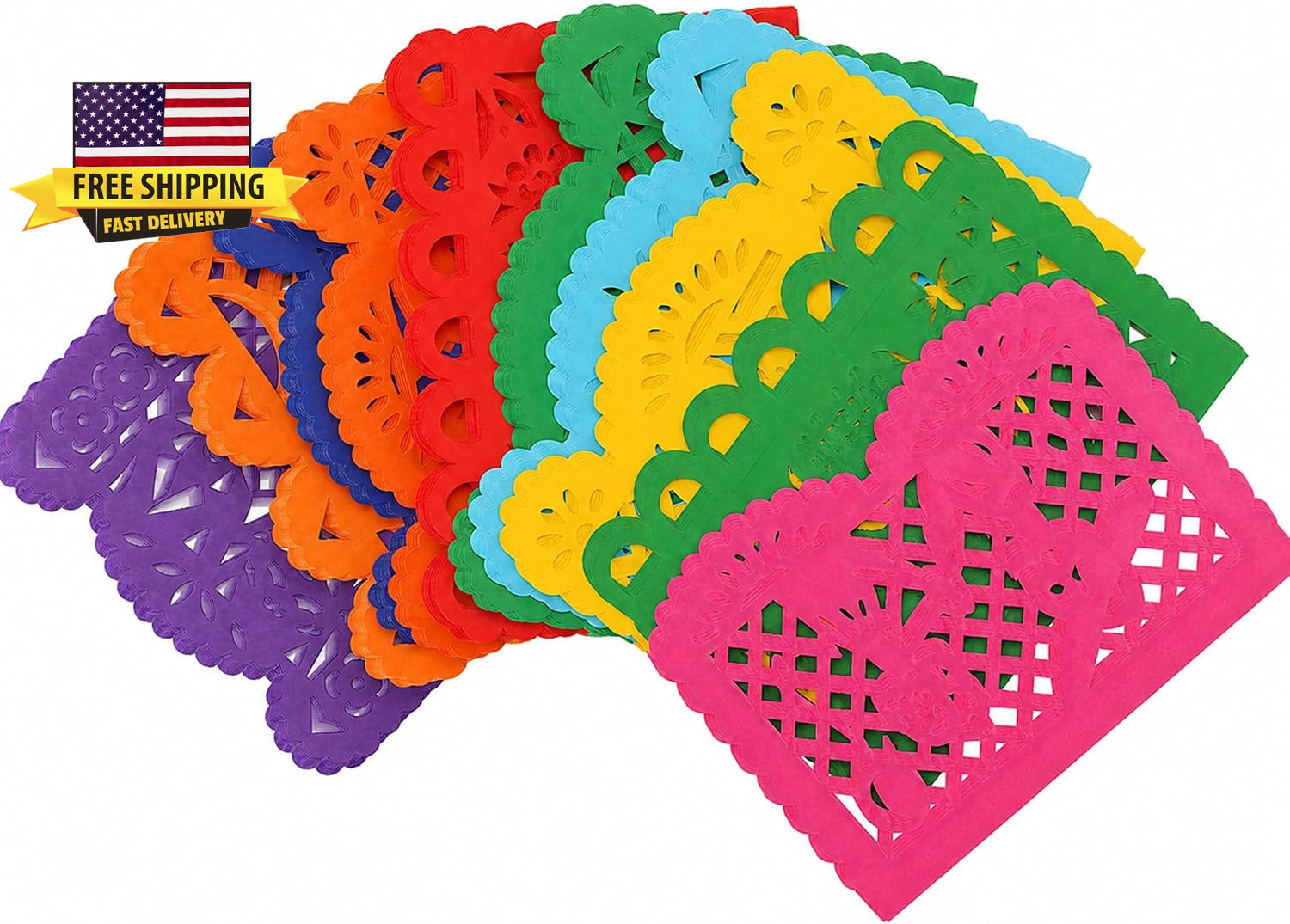 Dia De Los Muertos Decorations - 50 PCS Bulk Mexican Papel Picado ⭐️⭐️⭐️⭐️⭐️