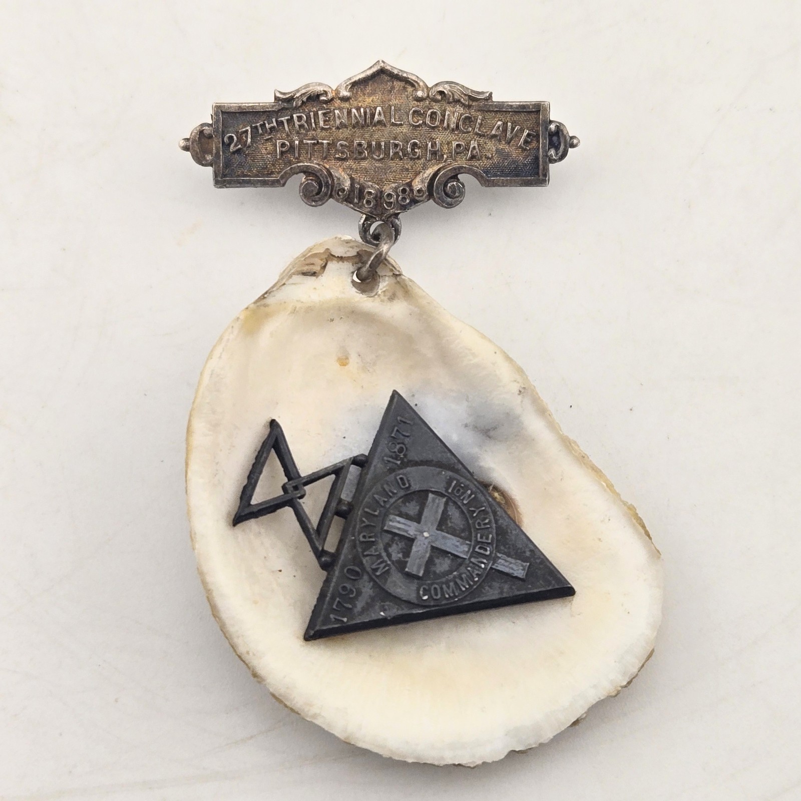 ​1898 Masonic Knights Templar 27th Triennial Pittsburgh PA Maryland Oyster Shell