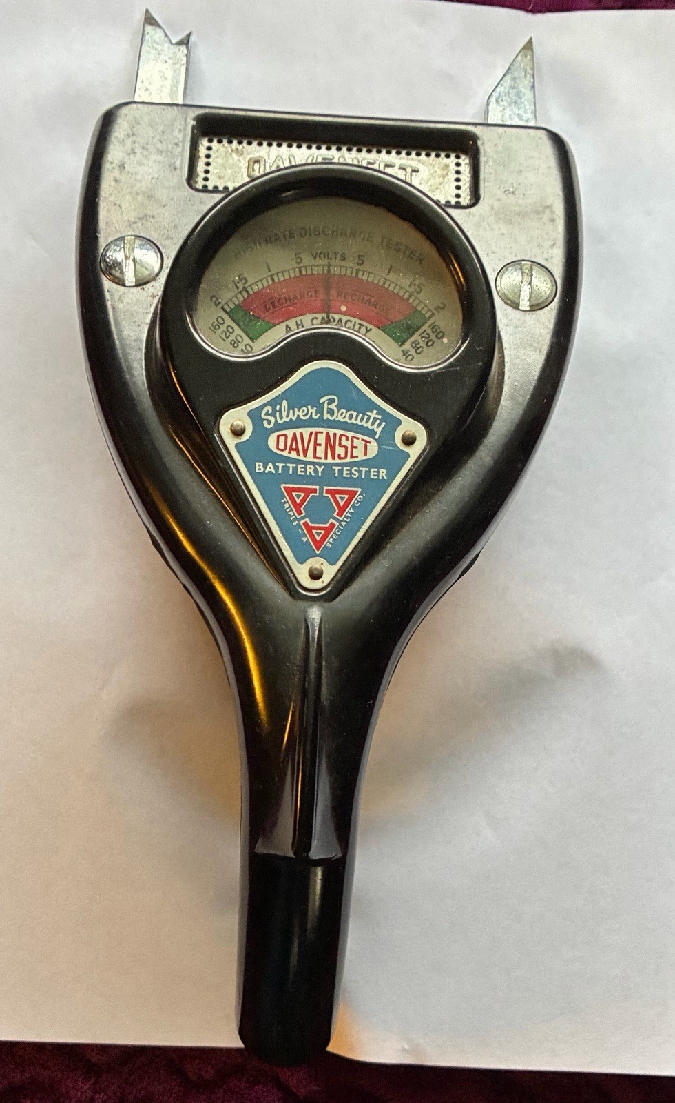 Vtg 1950s Davenset Silver Beauty Battery Tester Triple-A England Bakelite Untest
