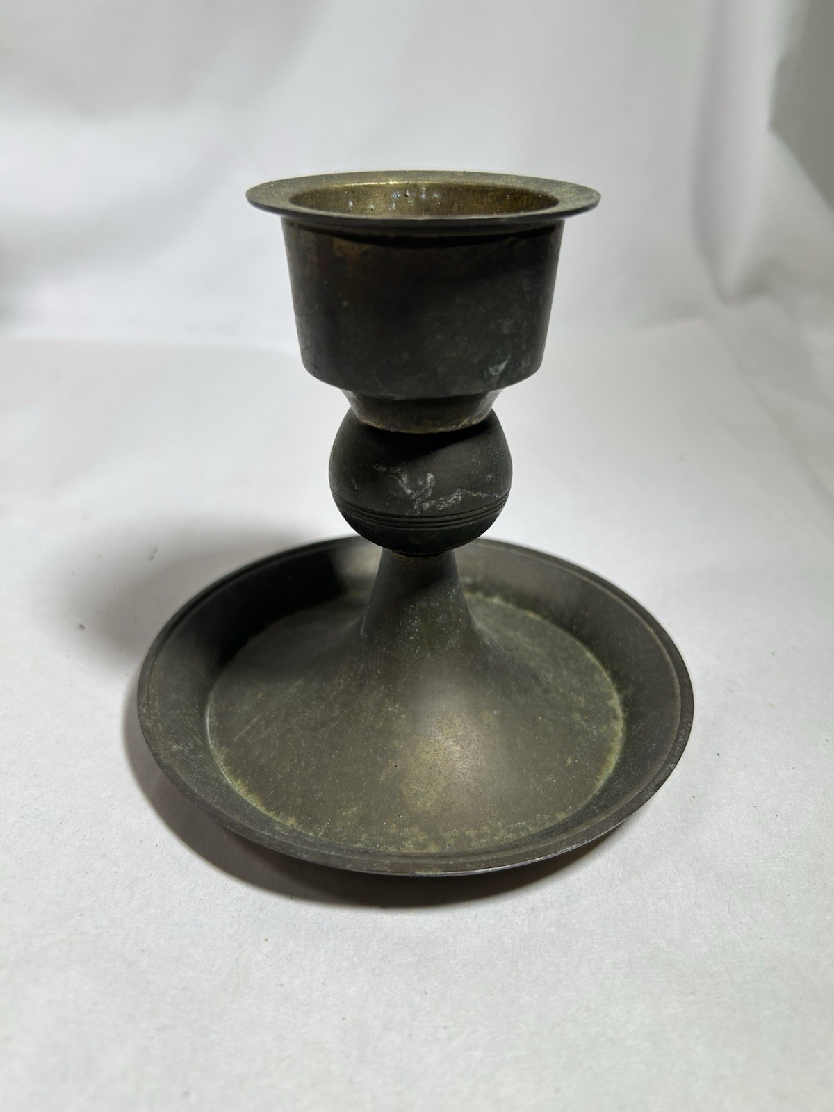 Vintage MCM Mid Century Solid Brass Round Candle Holder Home Decor