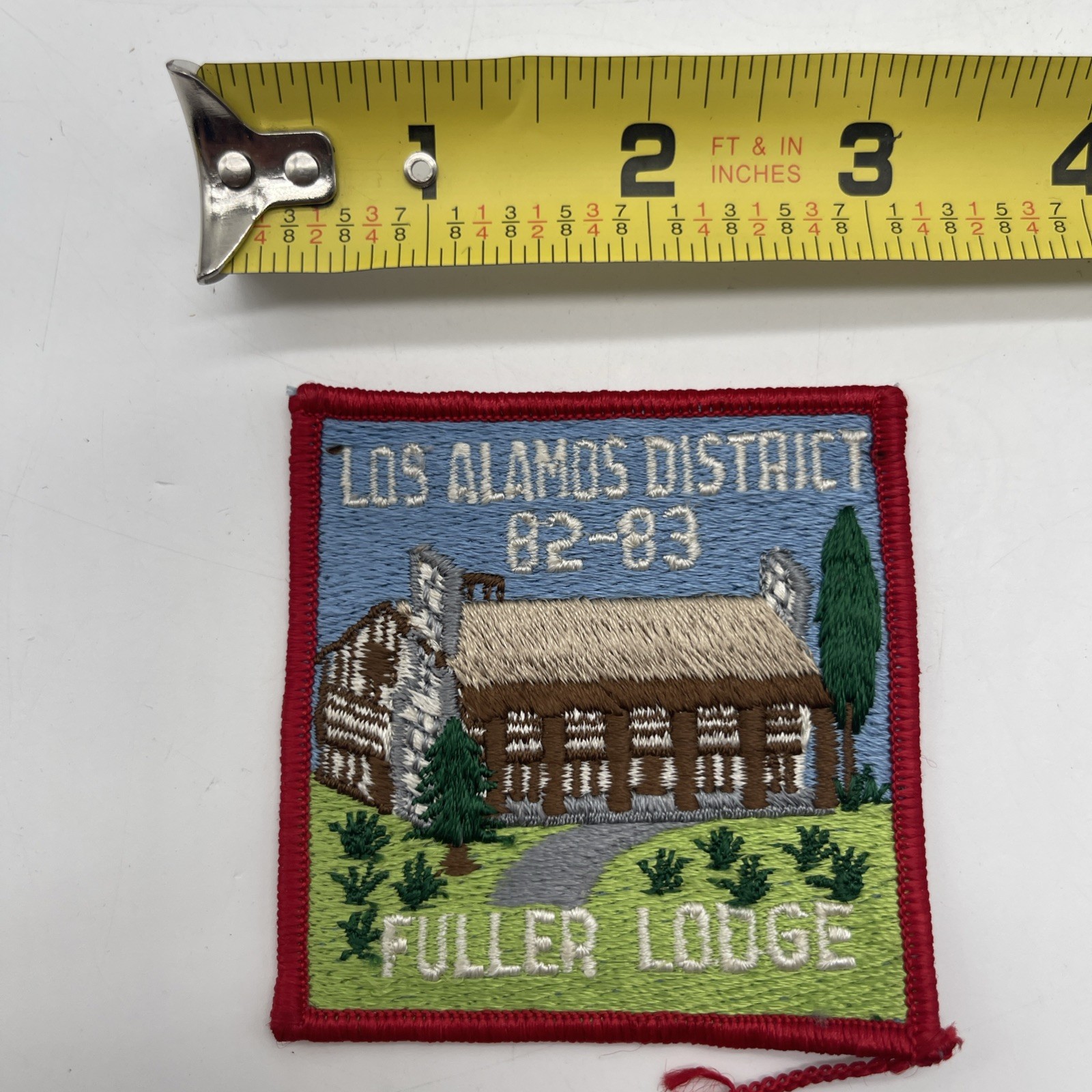 Vintage 1982-1983 Boy Scout Fuller Lodge Patch Los Alamos District 3” Square BSA