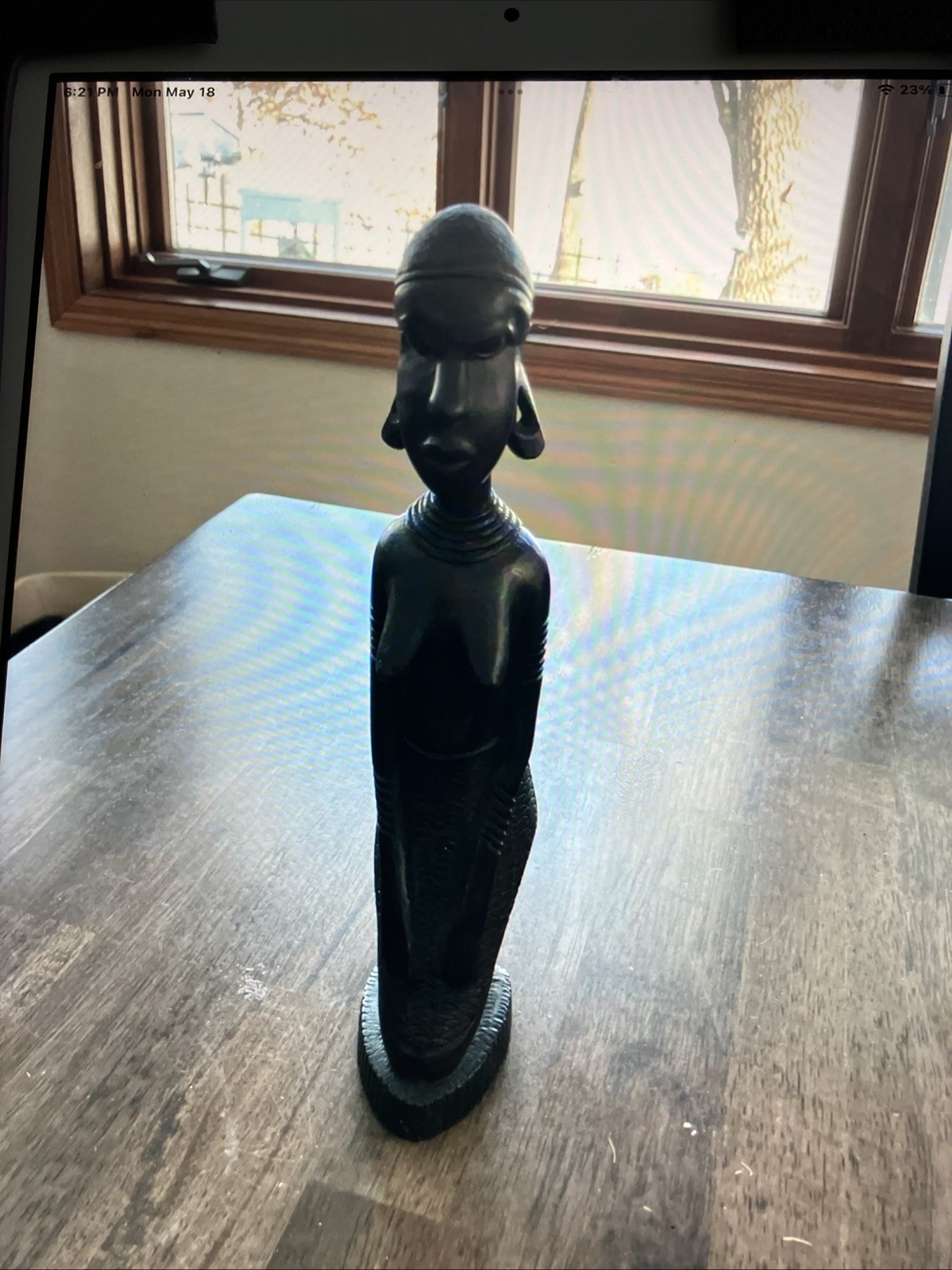 Vintage Besmo Product Hand Carved In Kenya African Woman Statue handArt 11”