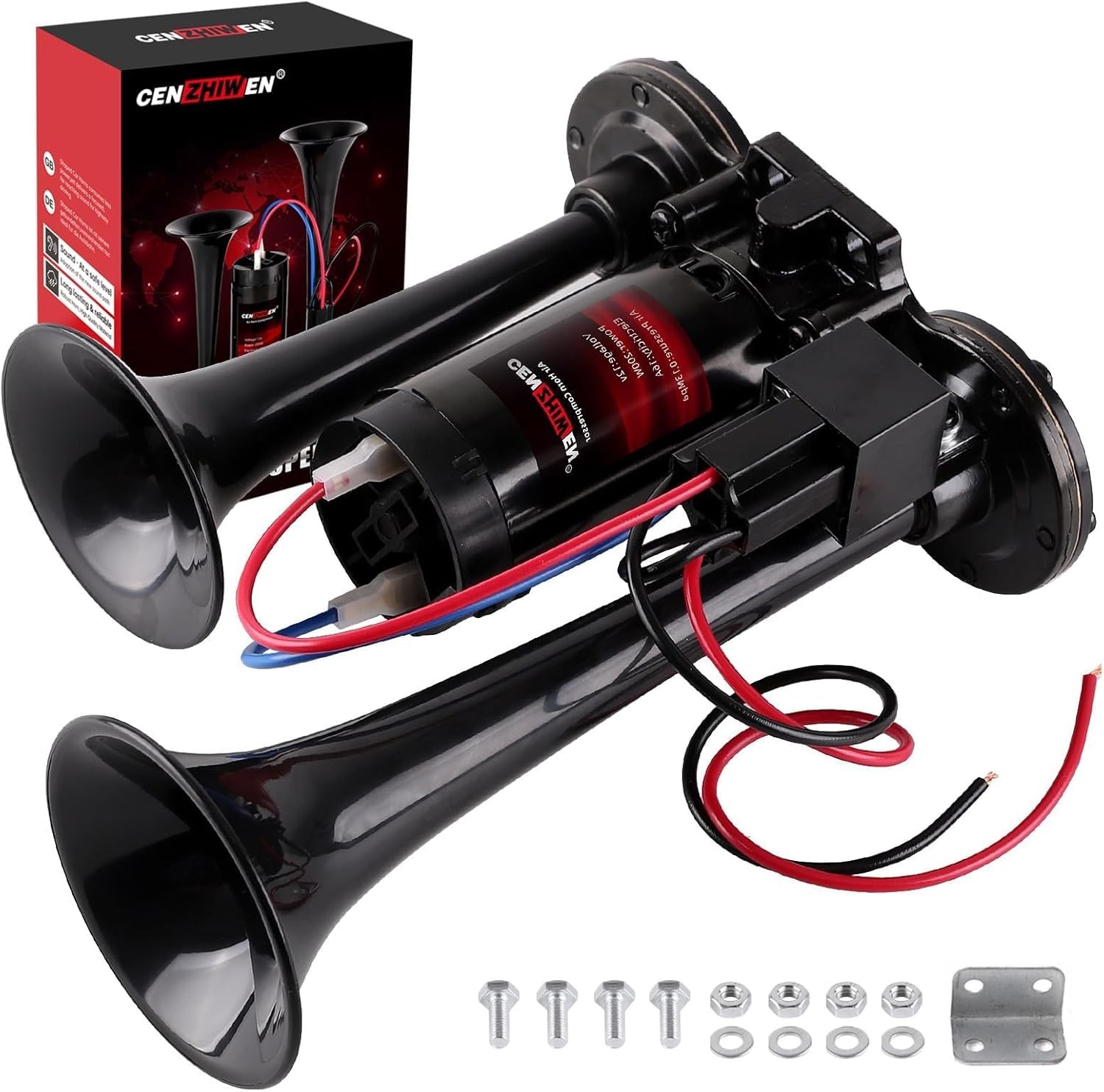 150DB Super Loud Train Horn 12V Air Compressor Kit Car Truck SUV Boat Black